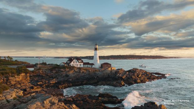 The Portland Head Light lighthouse scene in "Soarin' Across America" at Disney California Adventure and Epcot. (Courtesy of Disney)