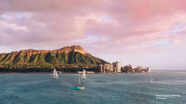 The Waikiki, Hawaii scene in "Soarin' Across America" at Disney California Adventure and Epcot. (Courtesy of Disney)