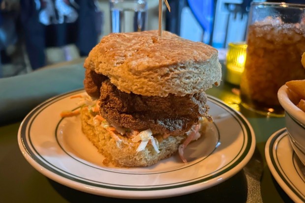 Fried chicken biscuit from Thunderbolt in Echo Park, Los Angeles (Teagan Davidge, SCNG)
