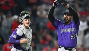 Goodman's 3-run homer and Rumfield's sac fly help Rockies rally for 9-8 win over Angels