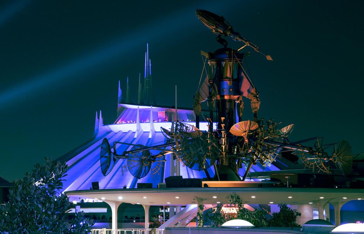 Space Mountain at night.