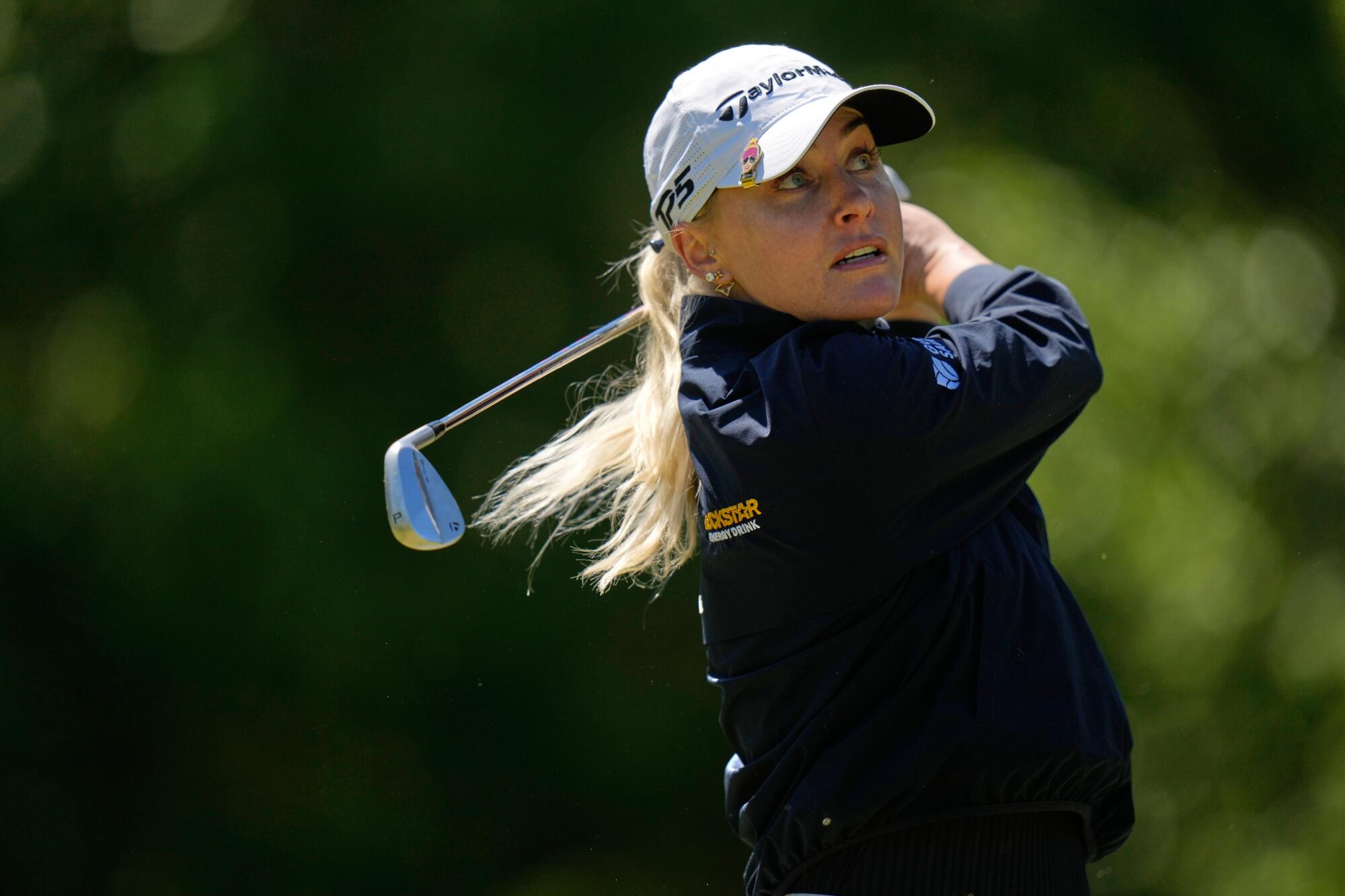 Charley Hull hits off the 16th tee during the first round of the Mizuho Americas Open on May 7.