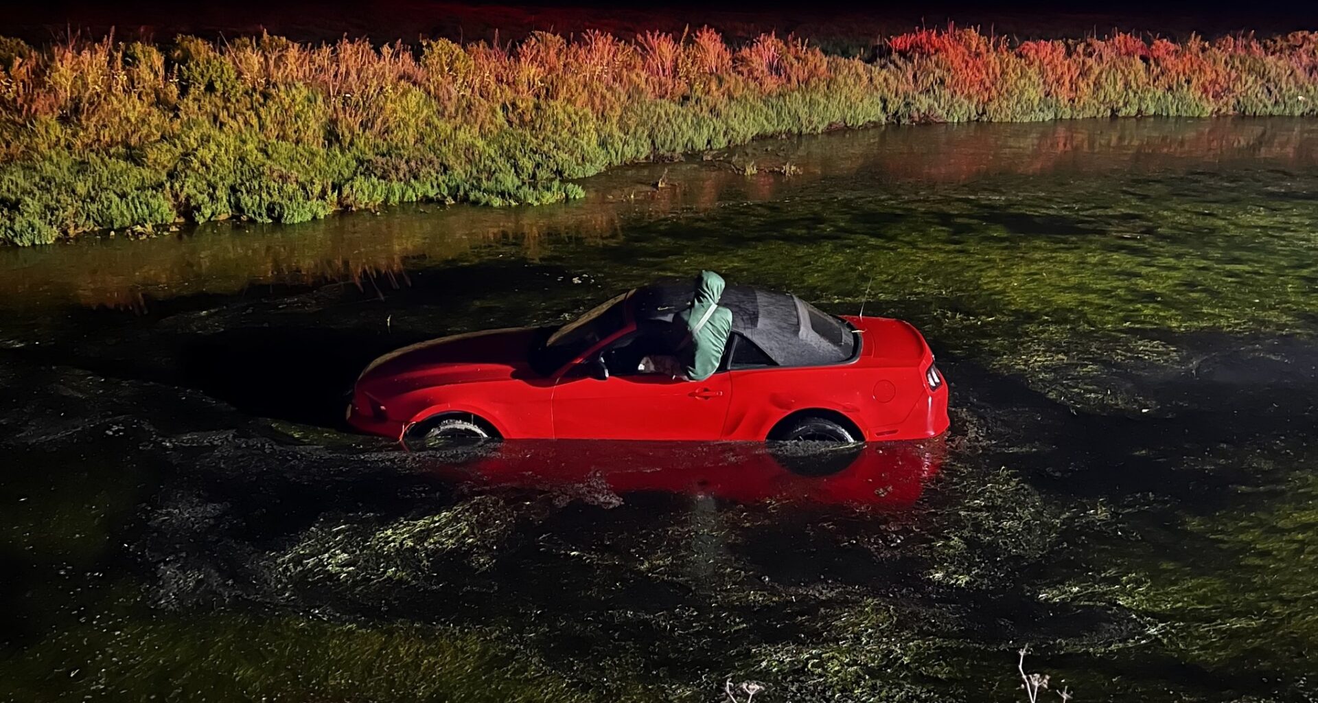 Suspected DUI driver crash-lands in water off Highway 37