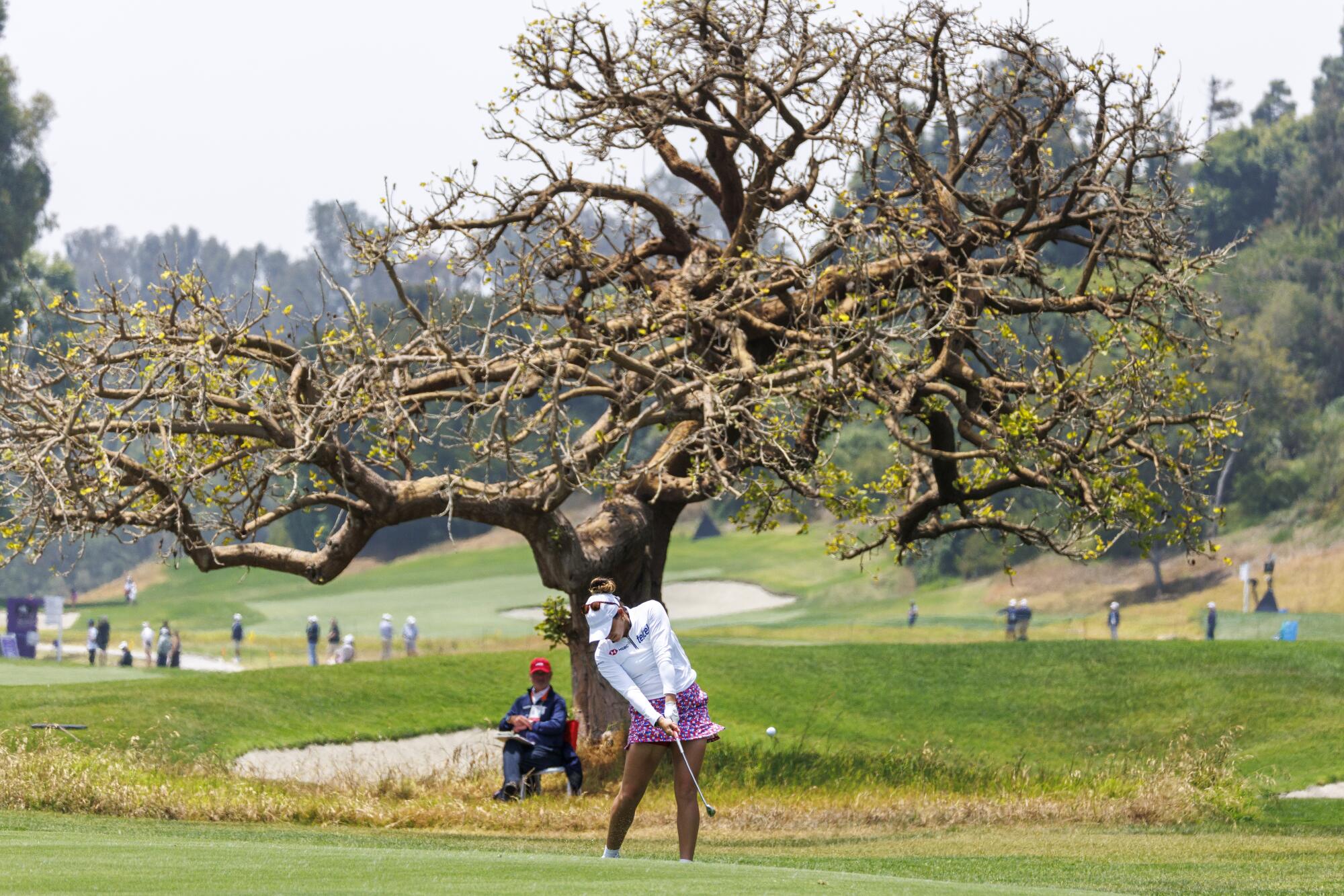 Gaby Lopez hits off the ninth fairway during the 81st U.S. Women's Open at Riviera Country Club on Thursday.