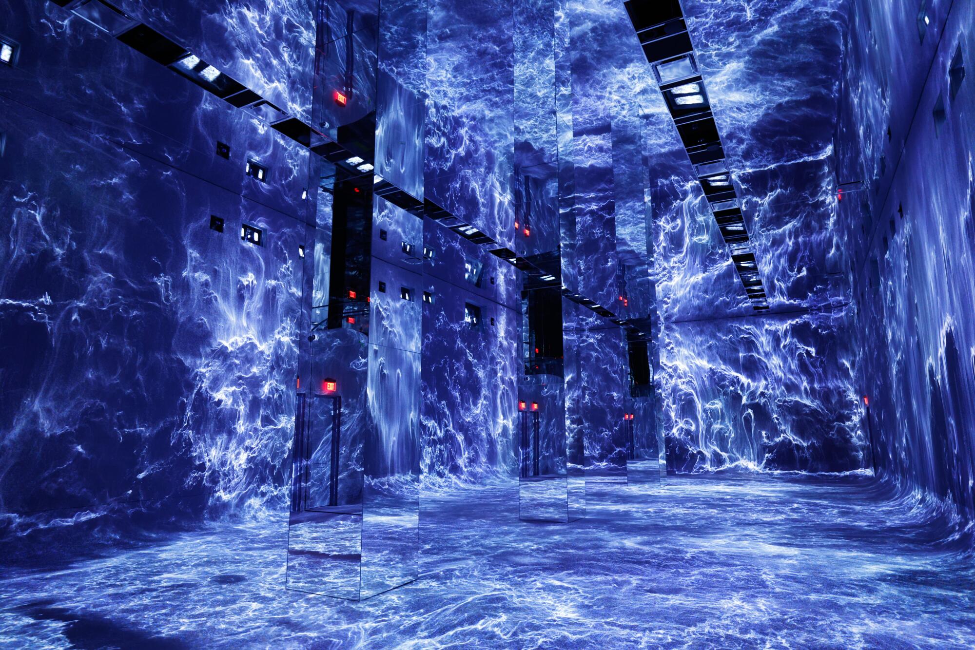 Inside an immersive AI arts museum.