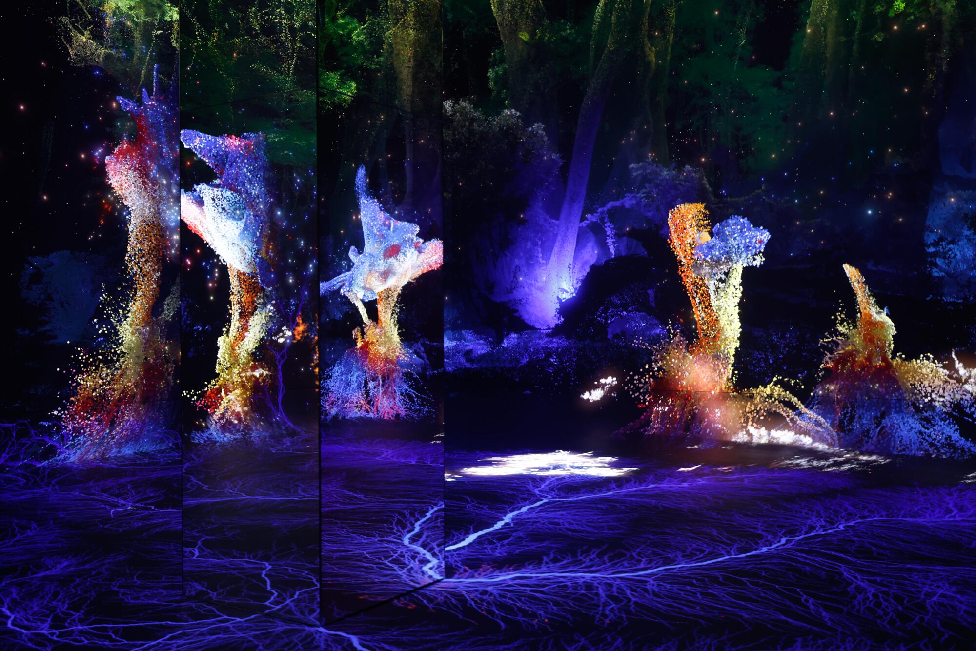 An art installation with lights.