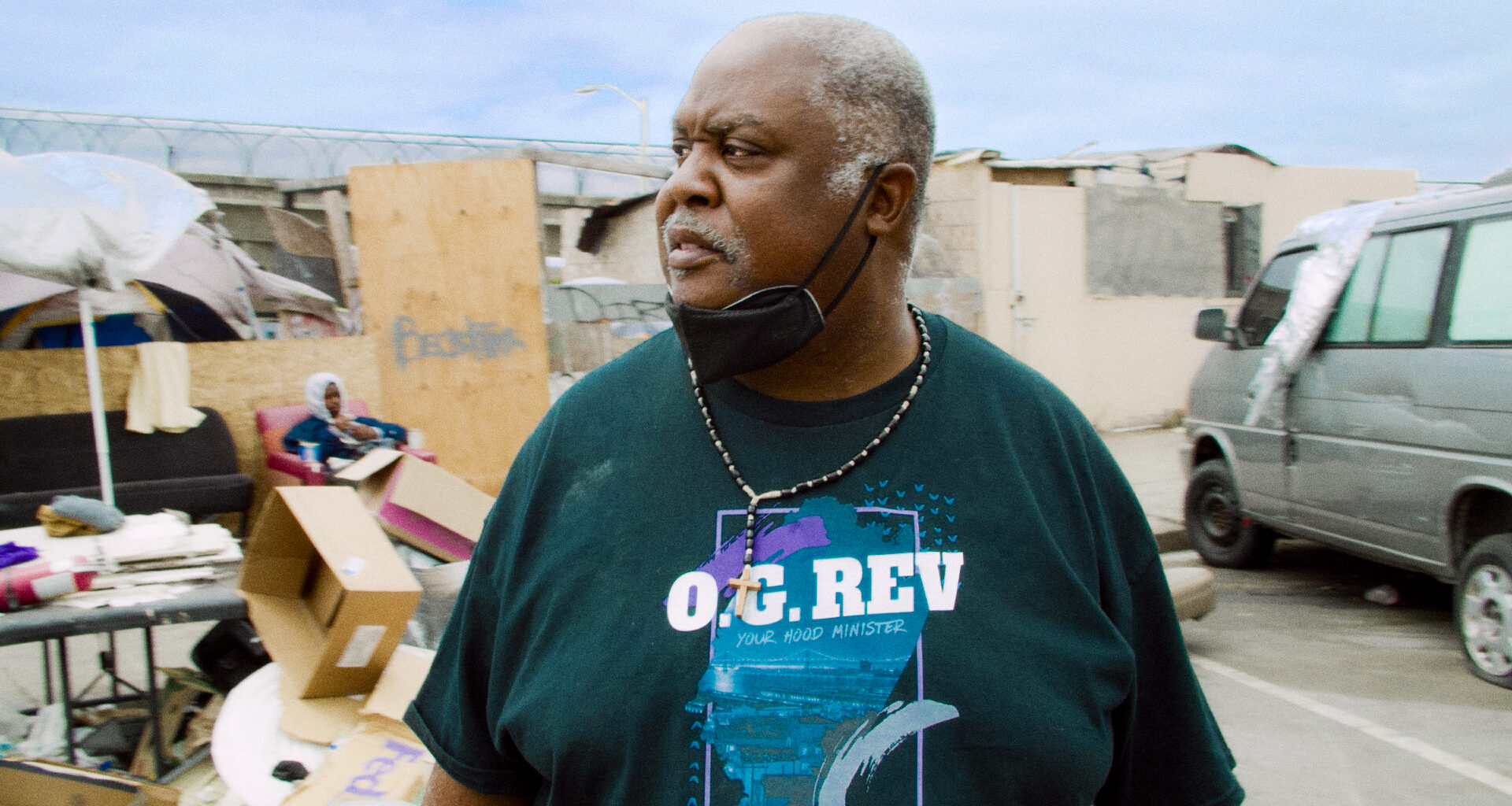  The Rev. Harry Williams in a scene from Laetitia Jacquart and Corinne Sullivan’s documentary “Fire Within,” set in San Francisco’s Tenderloin.