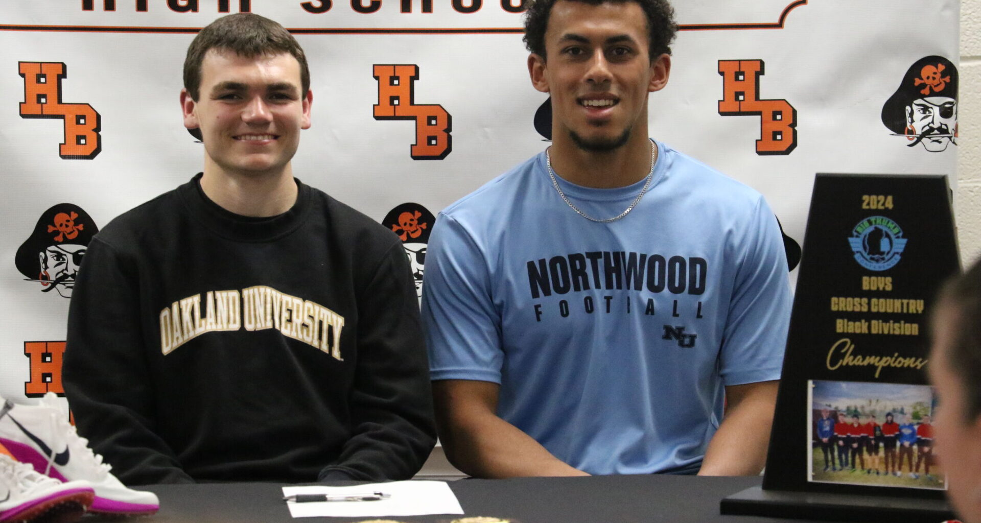 Harbor Beach's Brody Karg signed with Oakland University to run cross country. Benson Harper also signed with Northwood University to play football.