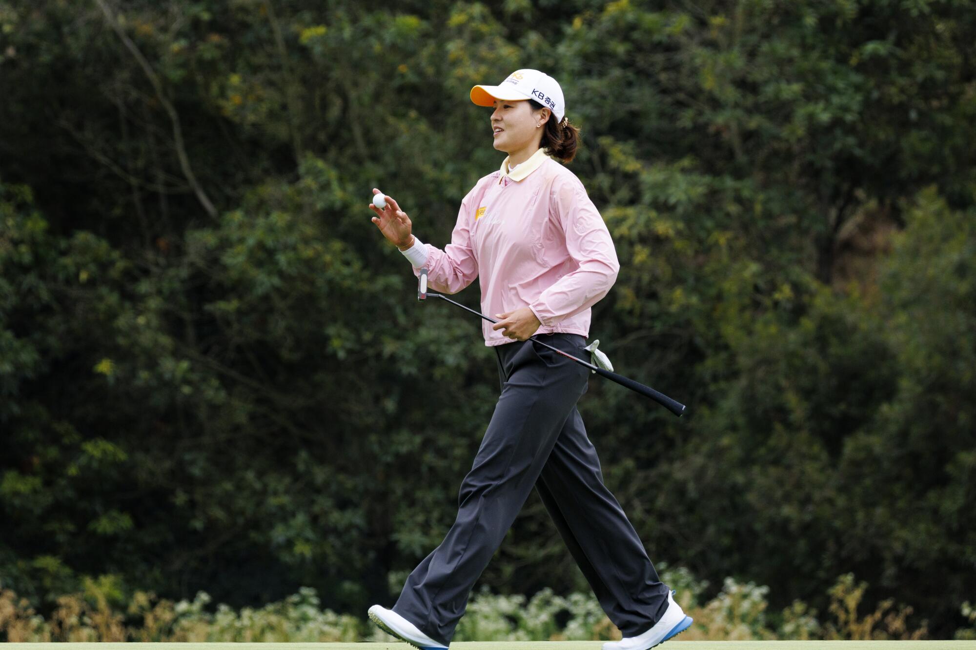 In Gee Chun reacts her par putt on the eighth hole during the second round of the U.S. Women’s Open.