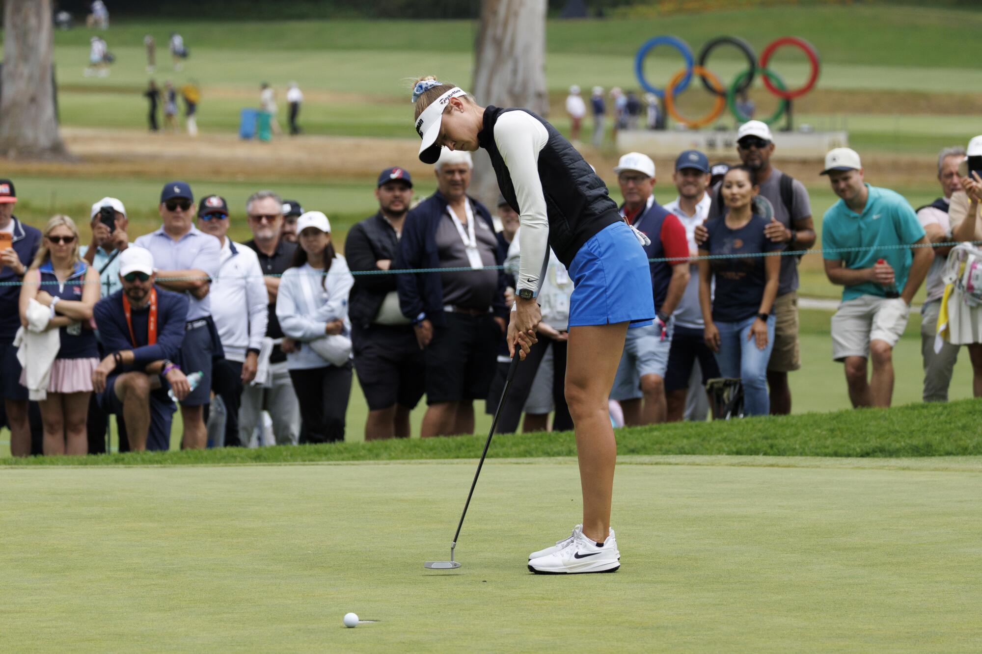 Nelly Korda misses a birdie putt on No.3 during the second round of the U.S. Women's Open on Friday.