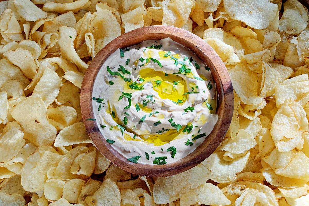 Homemade sour cream and onion dip made by Genevieve Ko.