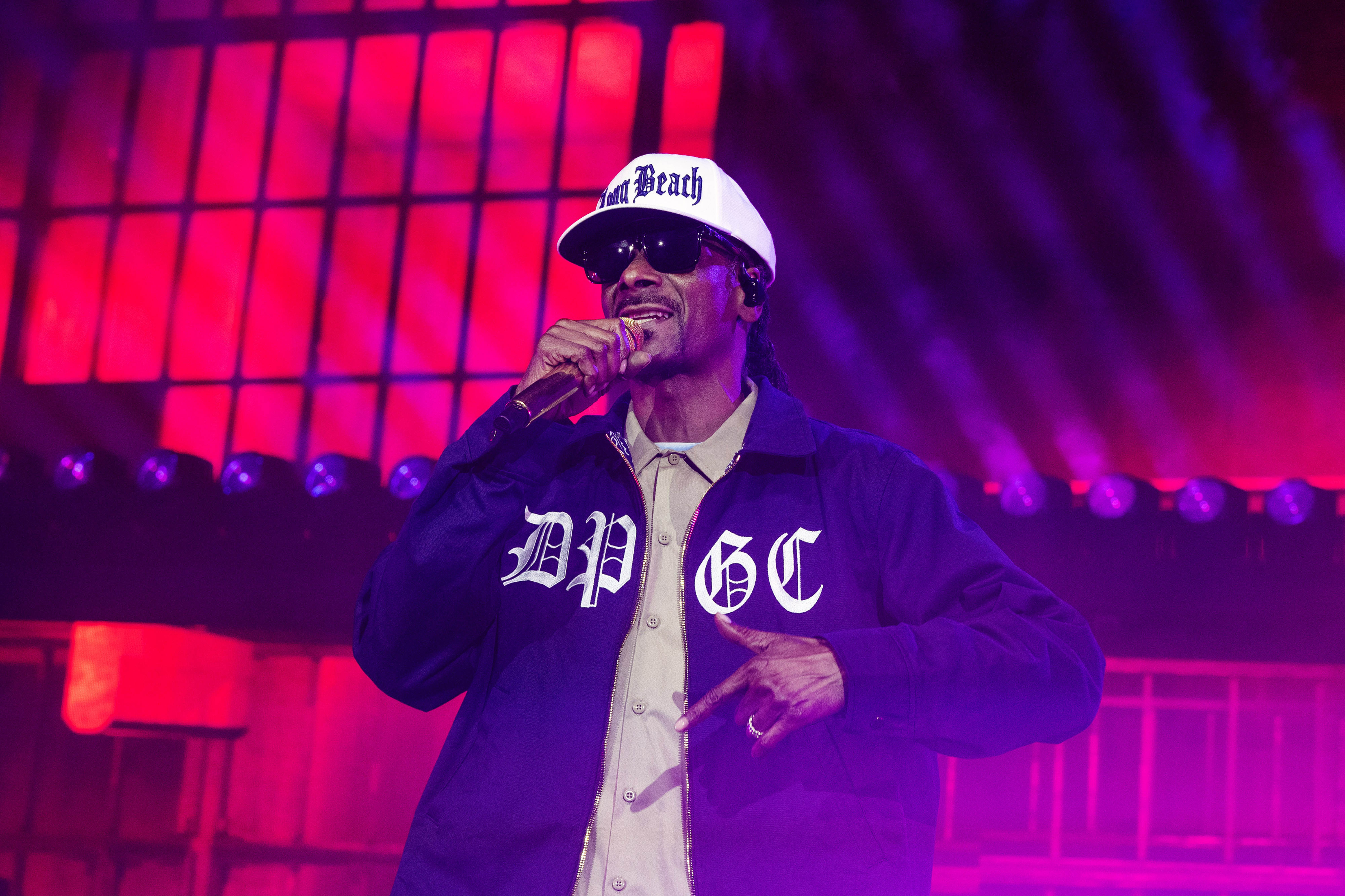 Snoop Dogg performs at the F&M Bank Amphitheater of Long...