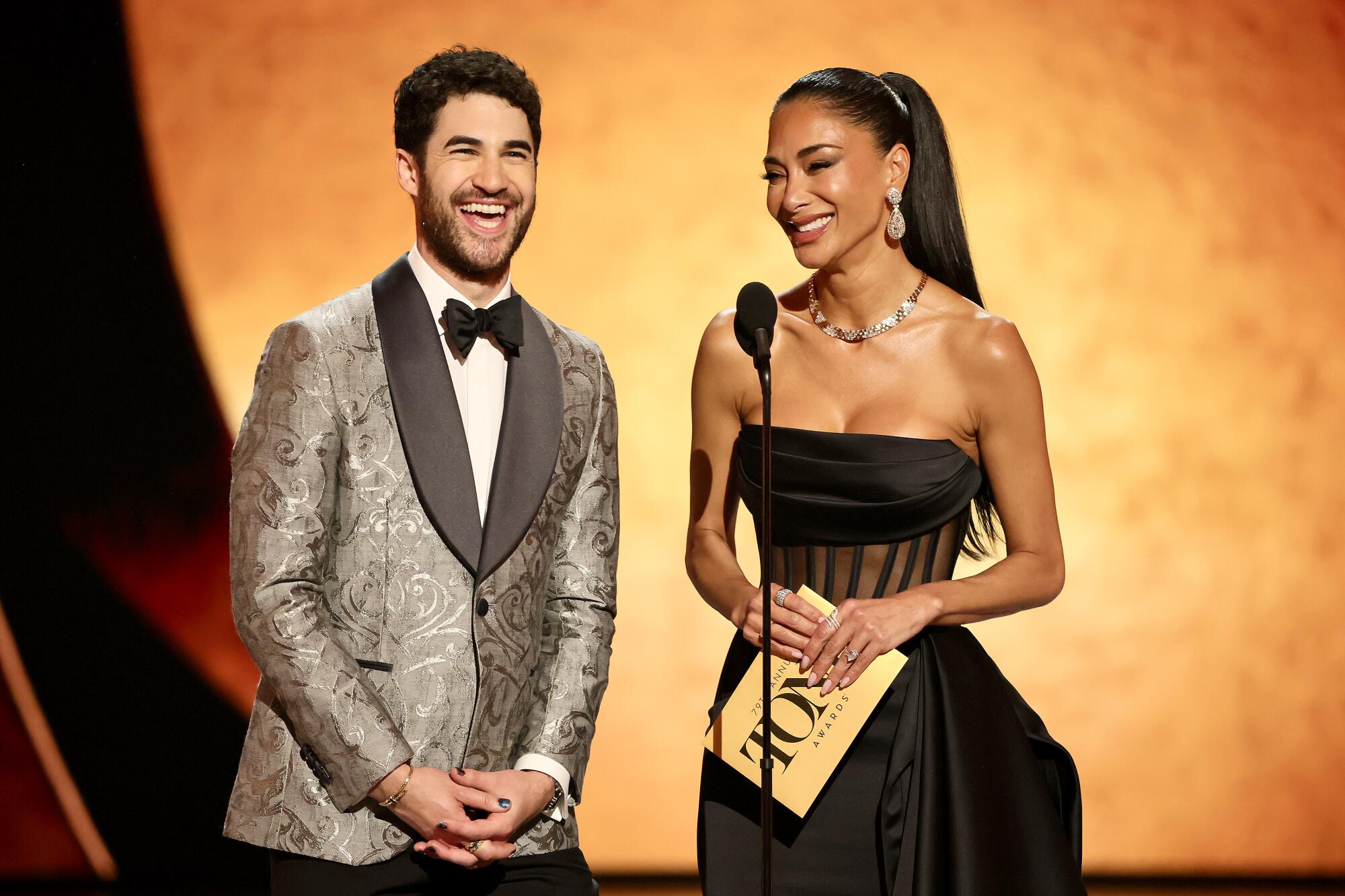 Darren Criss and Nicole Scherzinger at the 2026 Tony Awards.