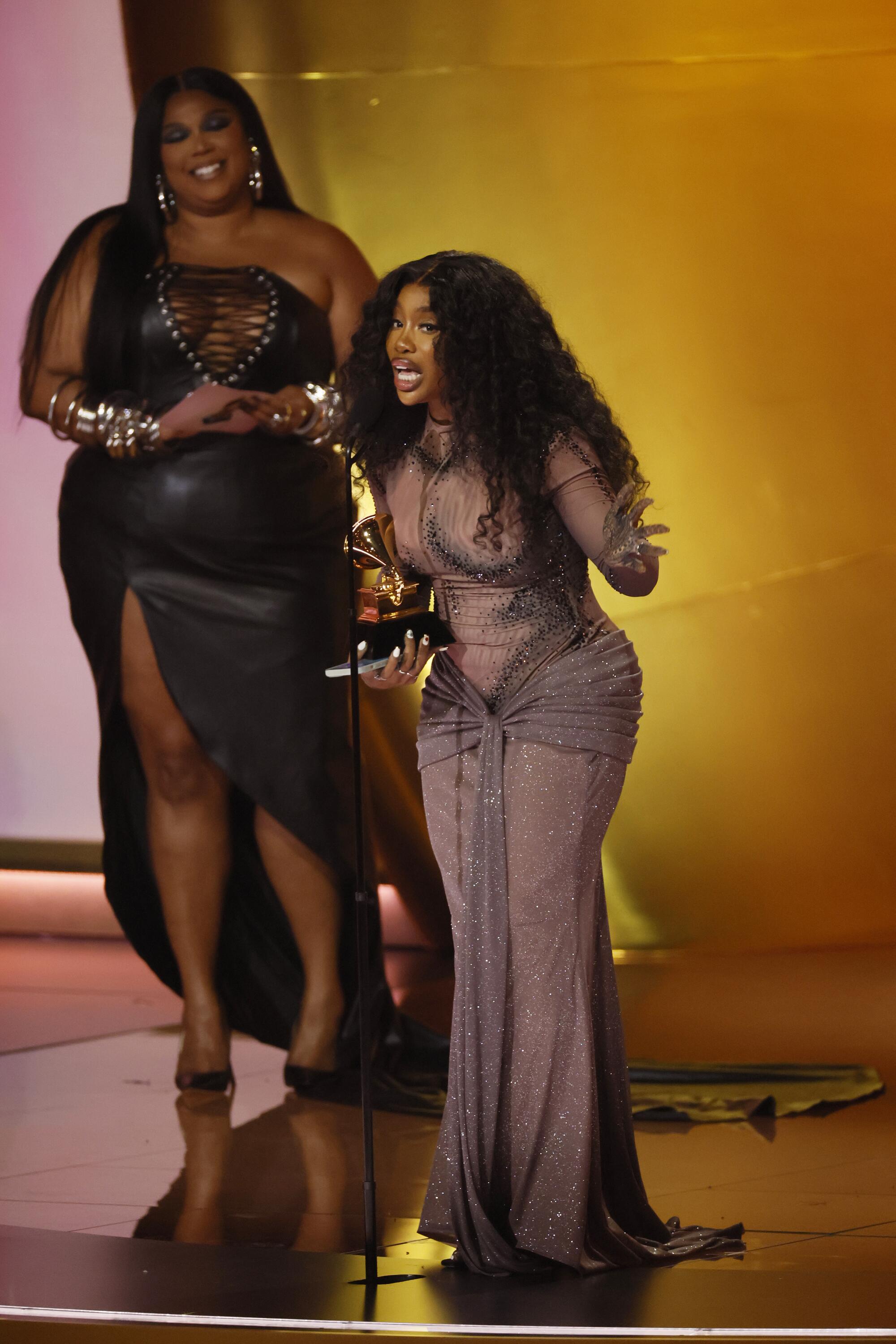 Lizzo and SZA at the 66th Grammy Awards in 2024.
