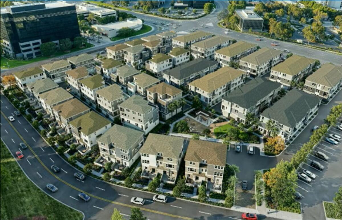 The proposed 132 townhomes would be spread out over 36 three-to-four story buildings in Newport Beach.