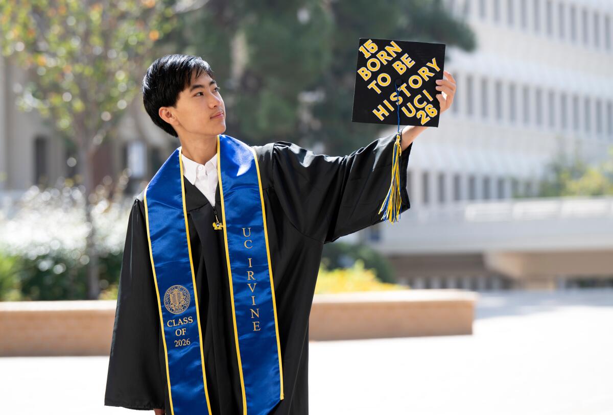 Clovis Hung earns his history degree this month as UCI's youngest School of Humanities graduate.