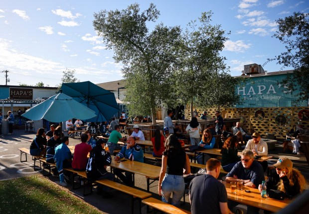 Hapa's Brewing Company's Beer Garden on Barack Obama Boulevard near the SAP Center in San Jose, Calif., on Wednesday, April 8, 2026. (Nhat V. Meyer/Bay Area News Group)