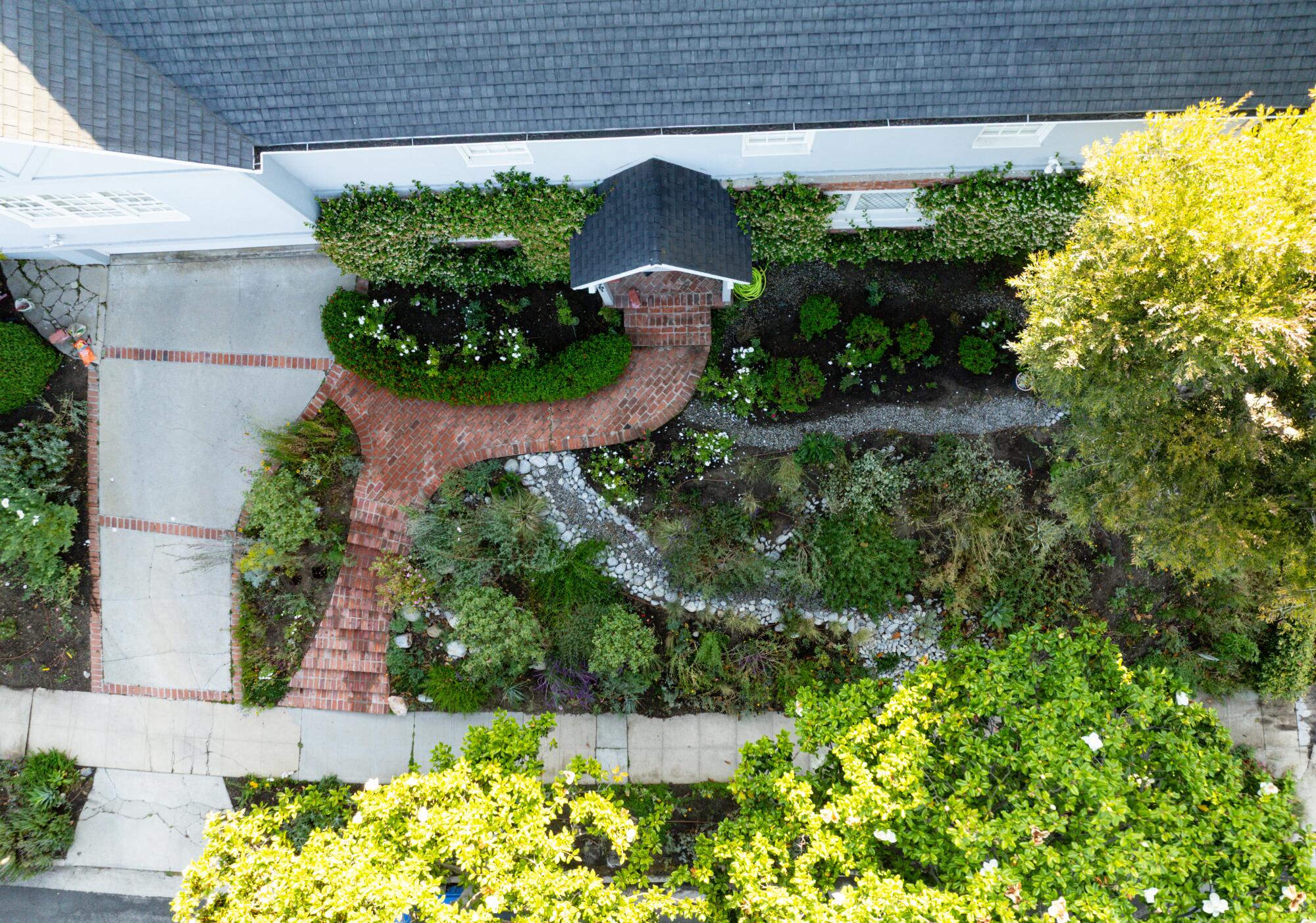 An aerial of Julia Lee's garden.