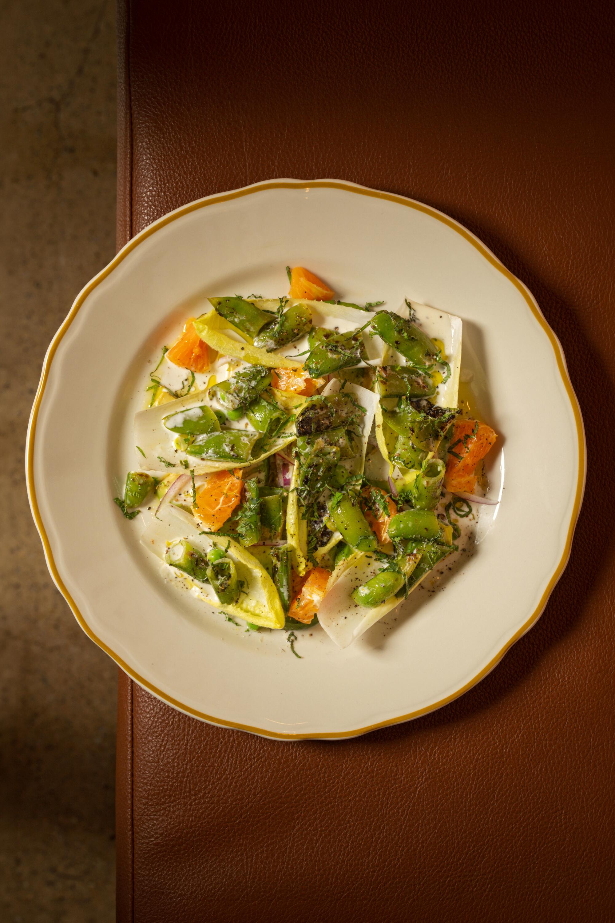 Snap pea and avodcado salad with buttermilk dressing at Henrietta