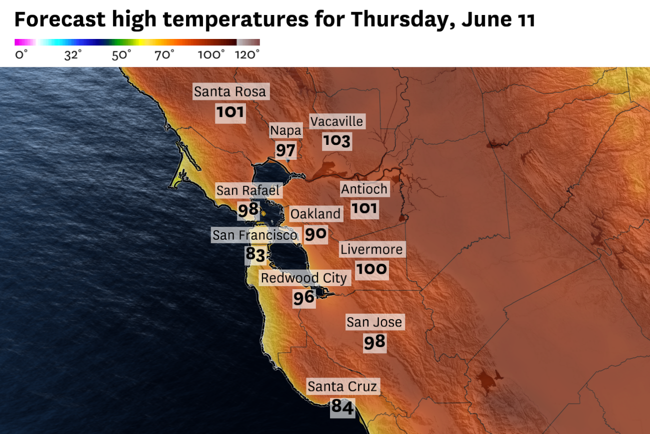 Bay Area heat wave peaks Thursday. Here’s when it cools