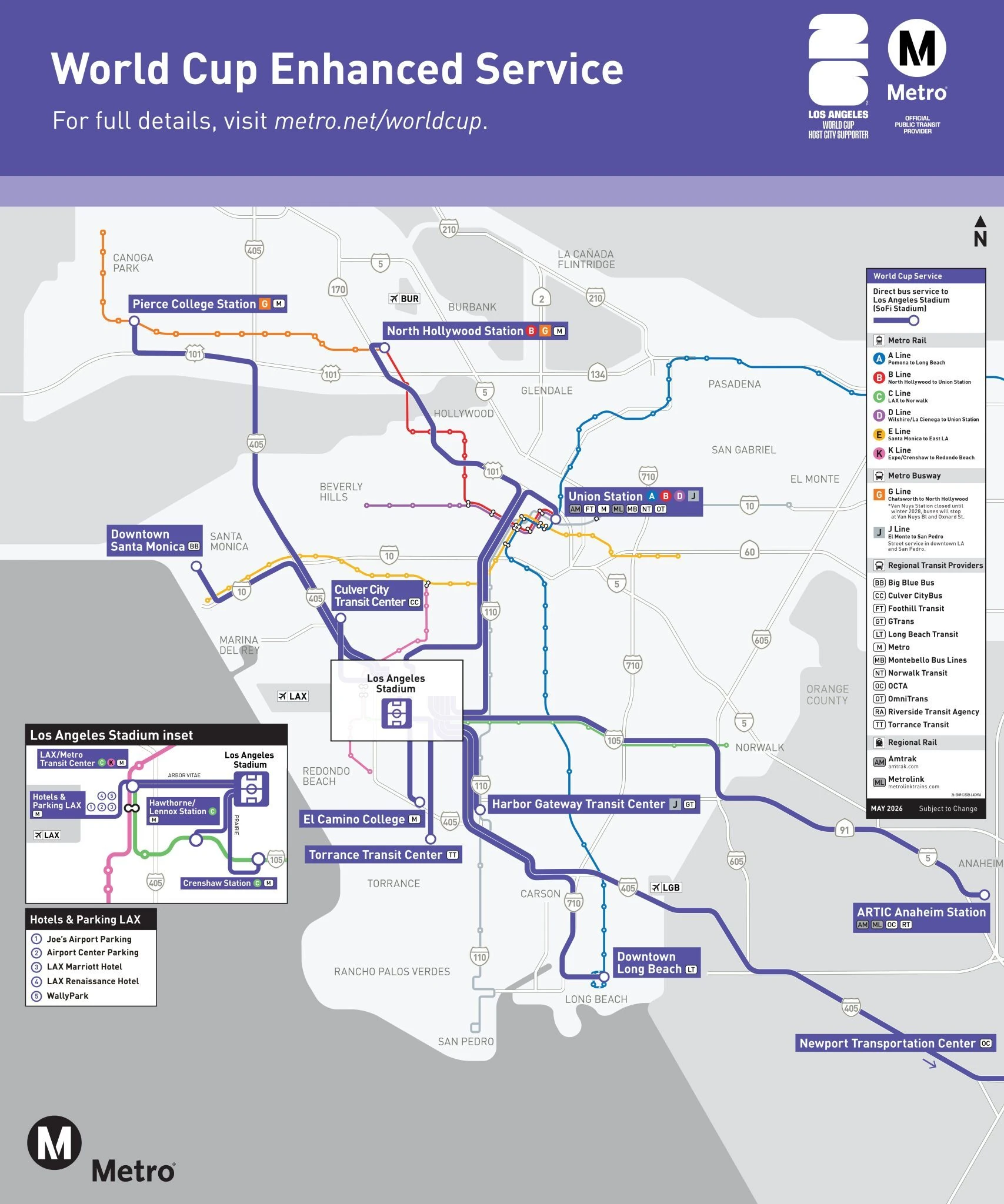 Metro map of World Cup service in L.A.