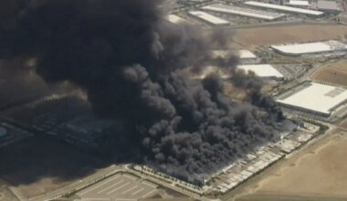 Smoke visible for miles as fire erupts at Tracy medical warehouse