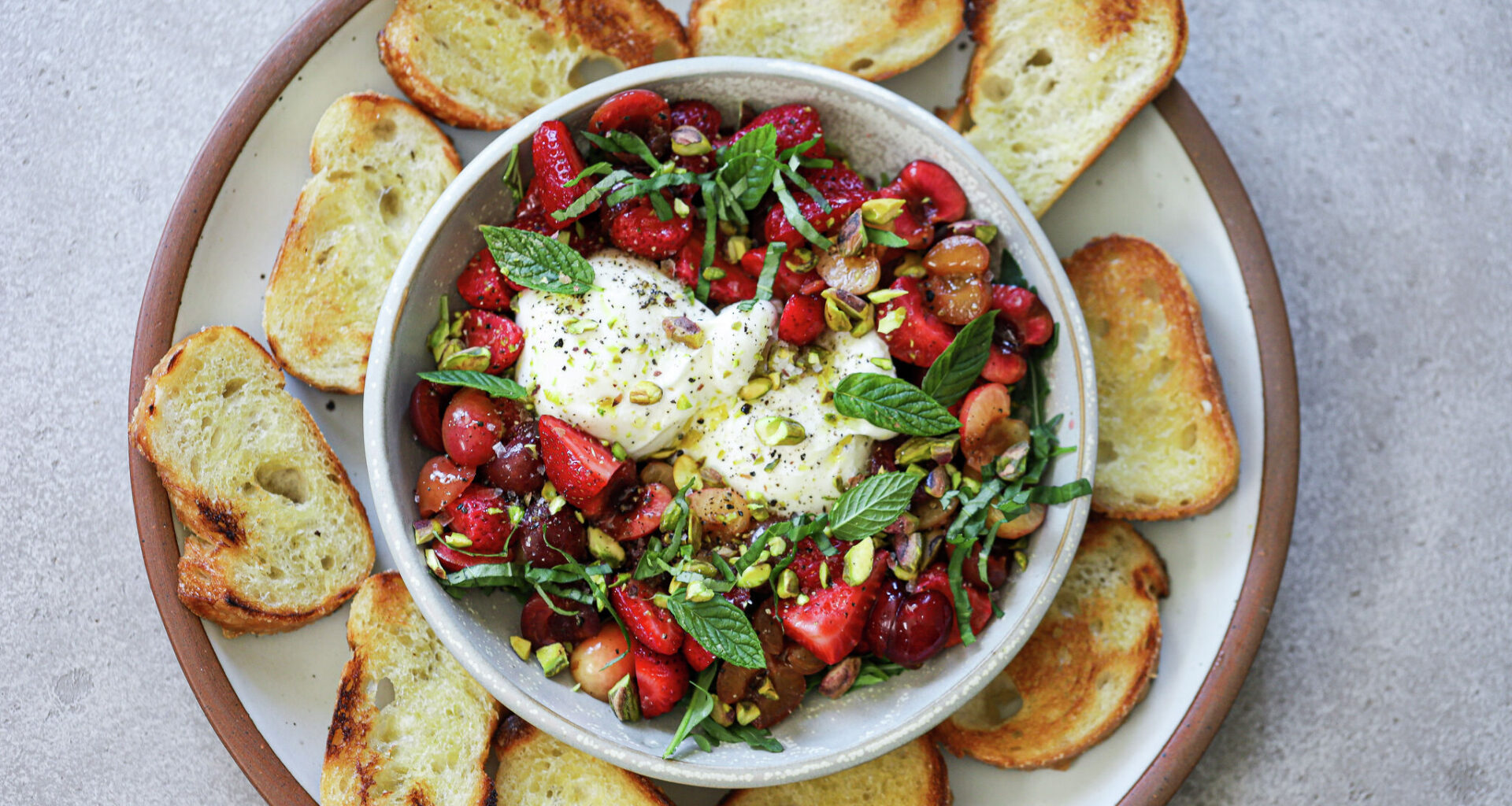 Recipe: Burrata with Pickled Cherries and Strawberries