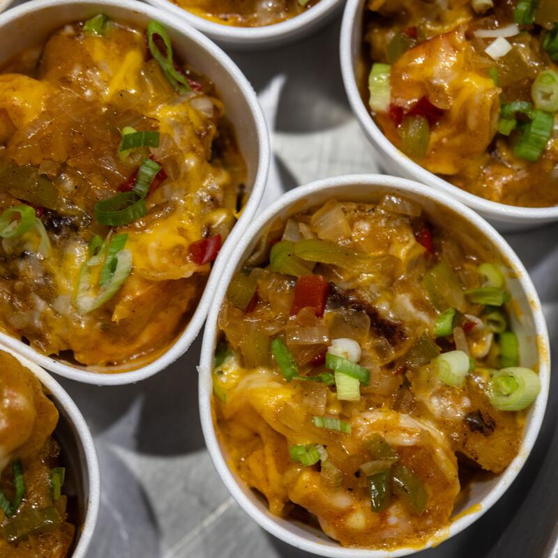 In Inglewood, Red's Flavor Table passed out shrimp and potato breakfast bowls to guests.