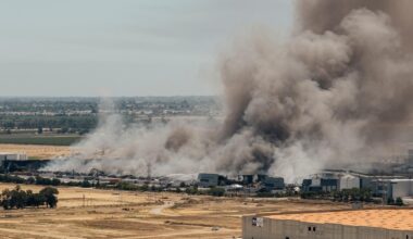 Unhealthy air quality in California city as huge warehouse fire burns for 3rd day