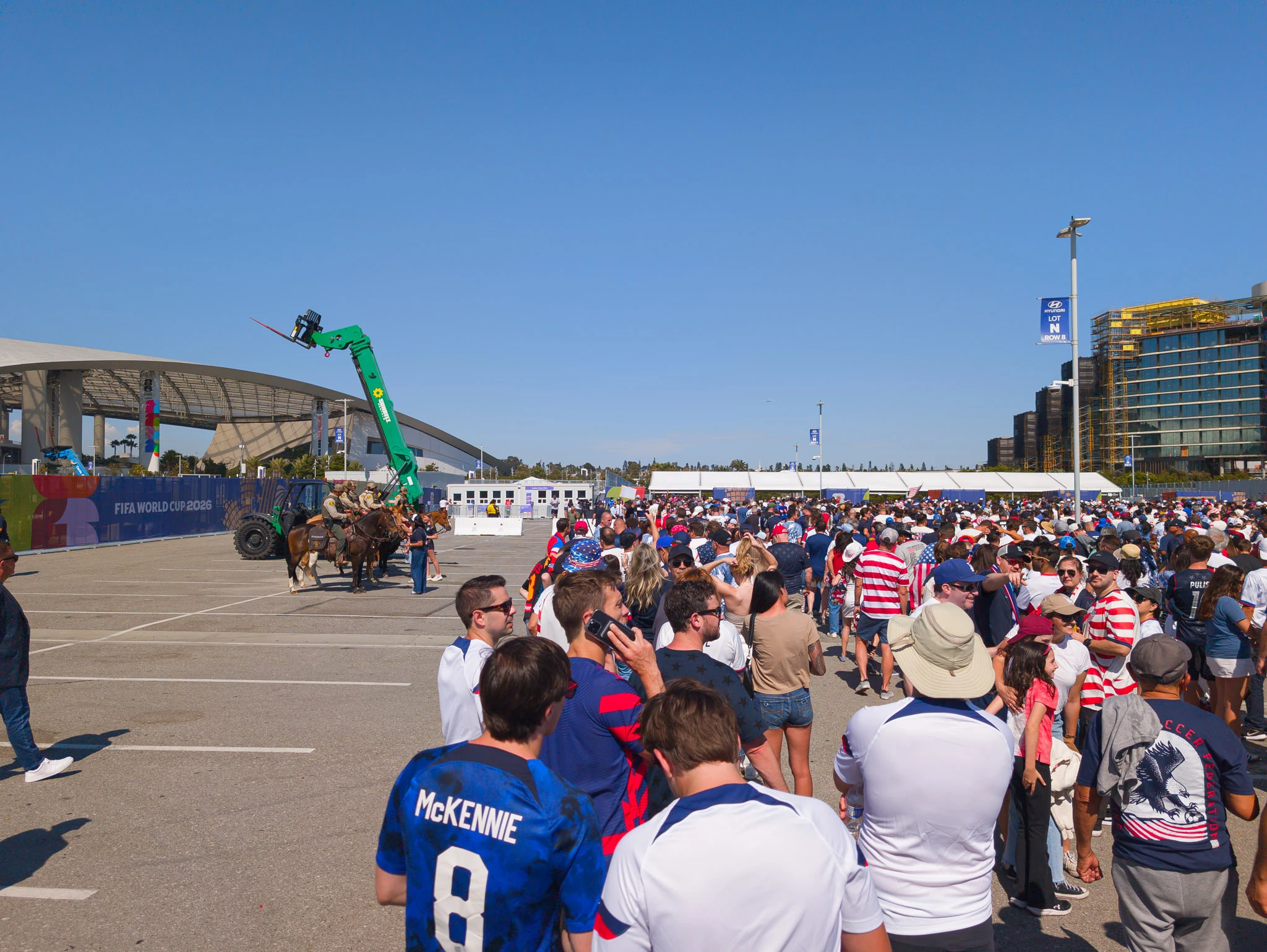 Gate E security screening at SoFi Stadium during the World Cup