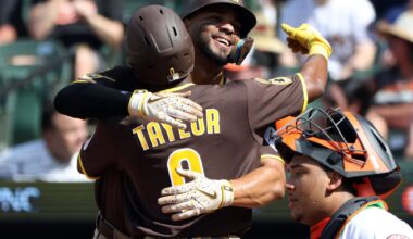 San Diego's Bogaerts hit on the helmet by a pitch, then Baltimore's Henderson gets hit