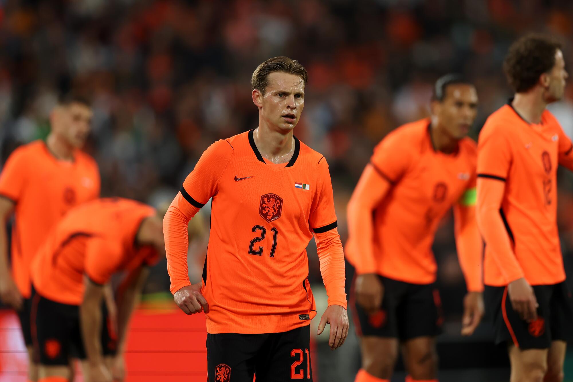 Netherlands standout Frenkie de Jong looks on during an international friendly against Algeria on June 3.
