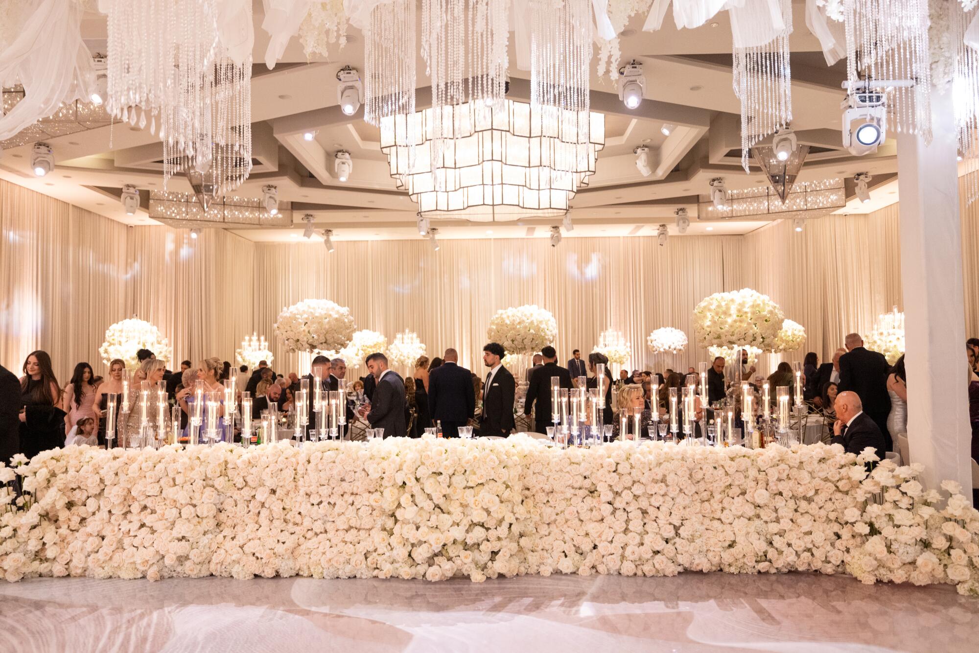 Guests during the reception at a wedding party at the Landmark Venue in Mission Hills. 