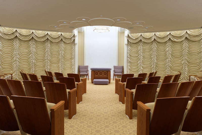 An instruction room inside the San Diego California Temple.