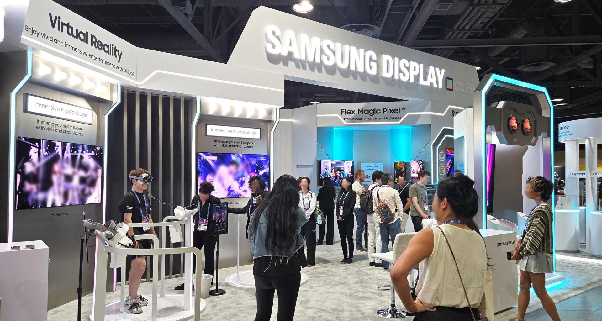 Visitors crowd the Samsung Display booth at AWE USA 2026 in Long Beach, Calif., Tuesday (local time). Courtesy of Samsung Display