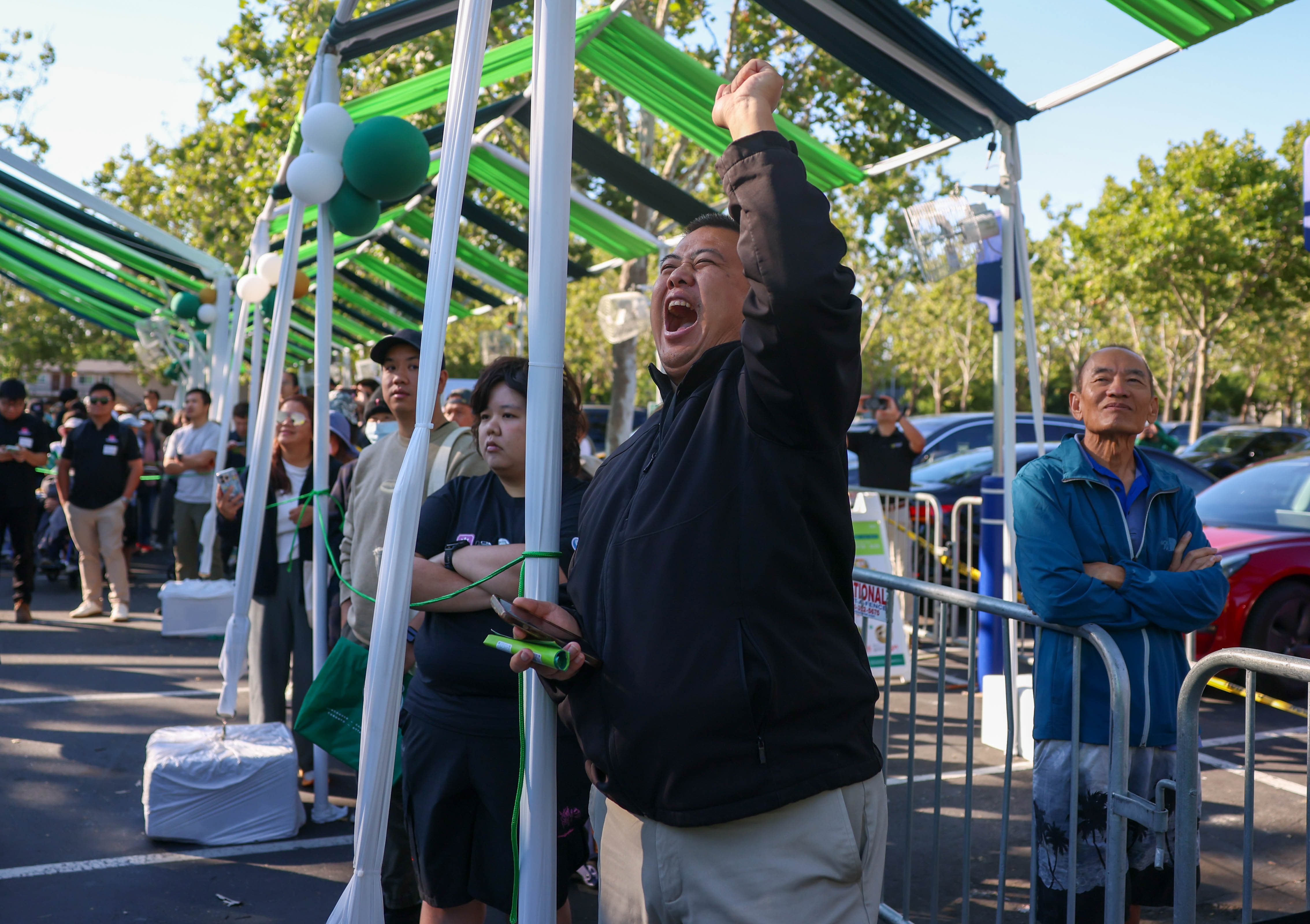 Kyle Chak, of San Martin, was first in line to...