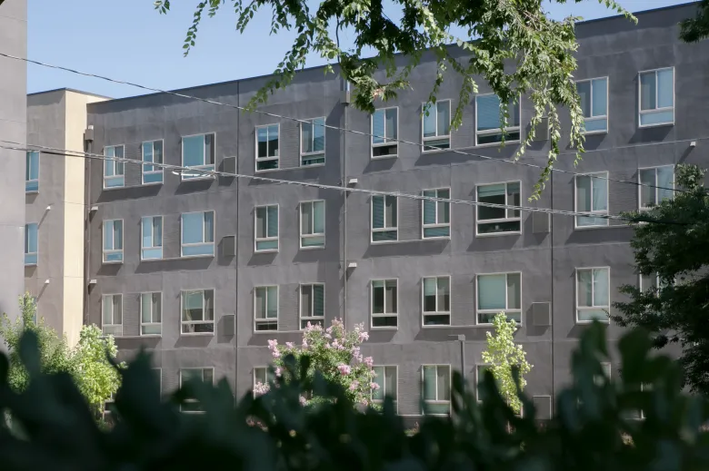 The Hornet Commons student housing complex at California State University, Sacramento, in Sacramento on July 13, 2022. Photo by Rahul Lal, CalMatters