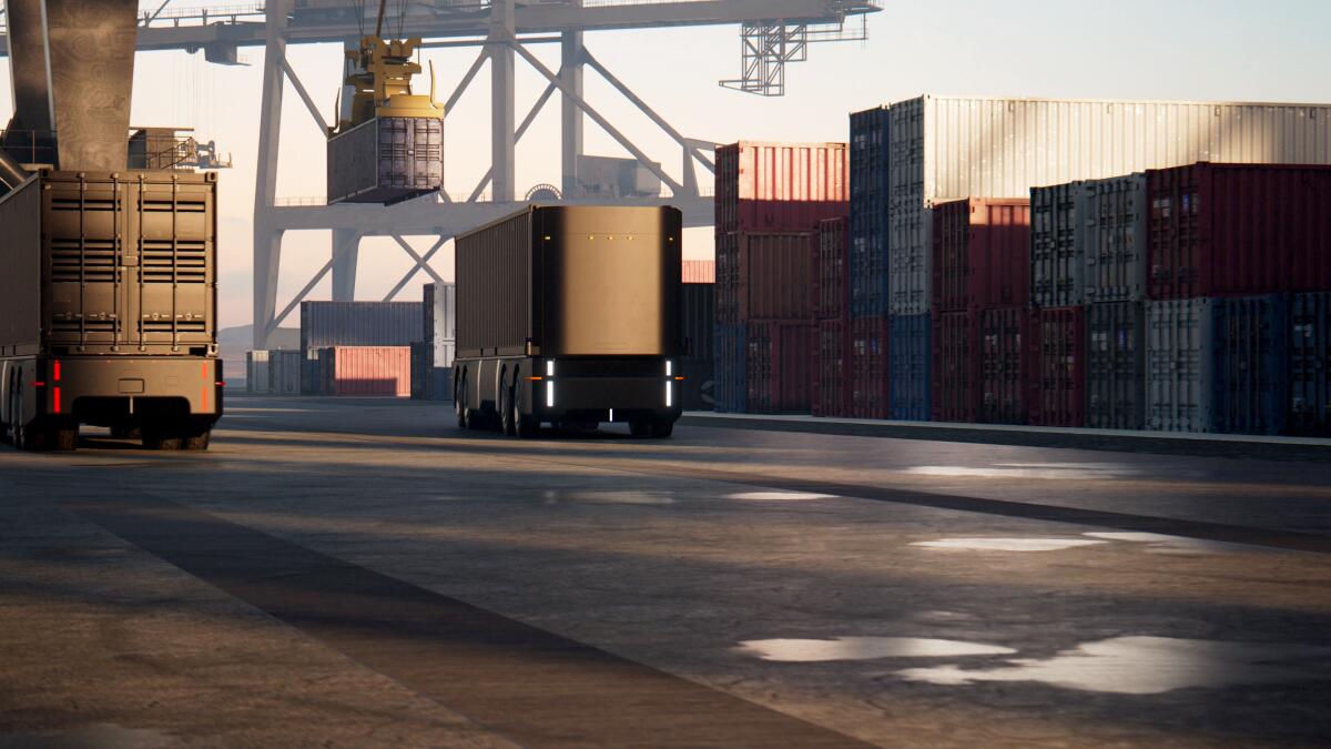 A rendering of the Humble Hauler, an electric, autonomous freight truck.