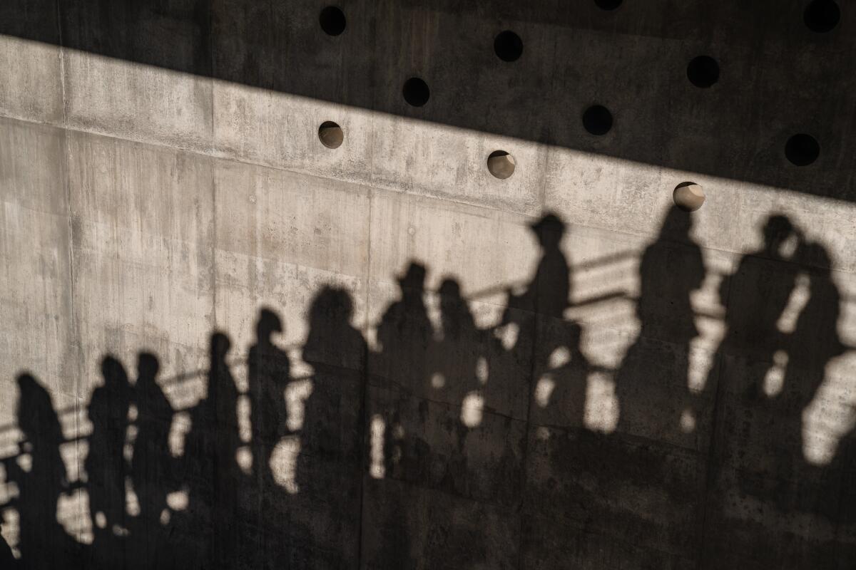Silhouettes of people watching the parade.
