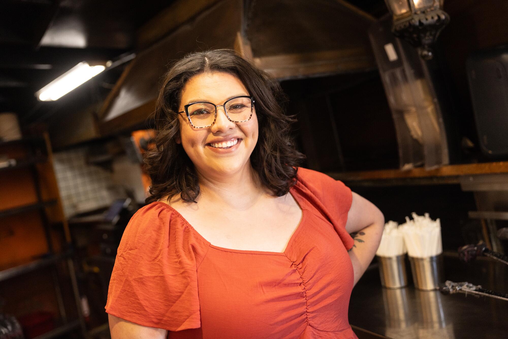 Liliana Marianna Robertson in the kitchen of Cielito Lindo on Olvera Street.
