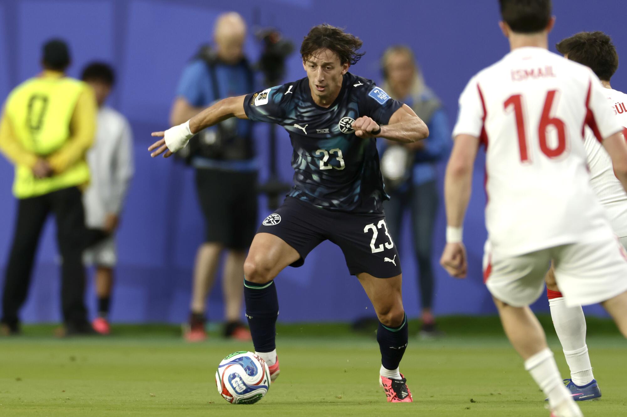 Paraguay midfielder Matias Galarza controls the ball against Turkey on June 19.