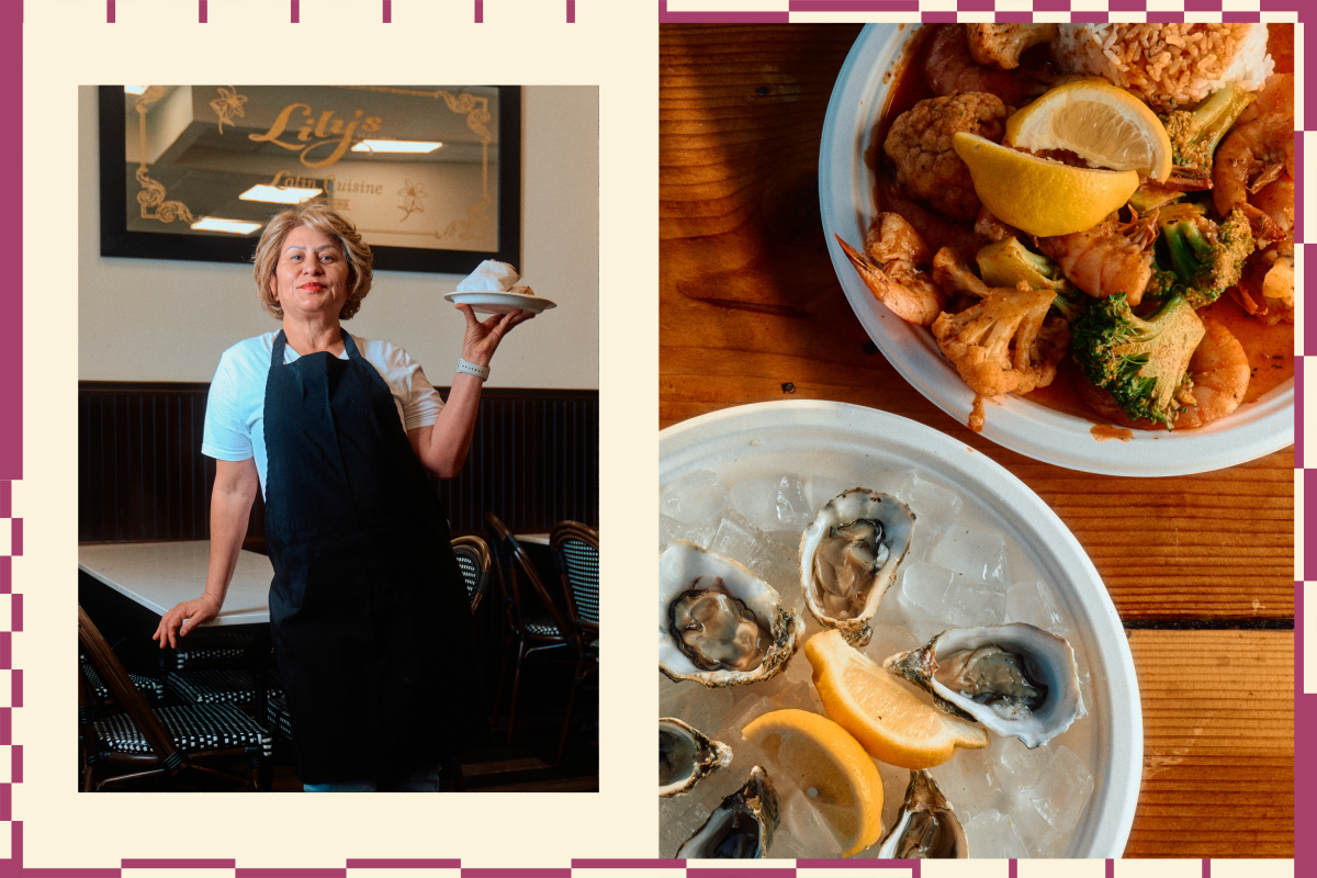 Collage: Lily's and oysters