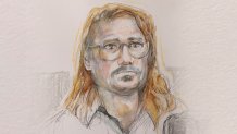 A courtroom sketch artist's rendition of Jamey Laird, the man who had an affair with missing Chula Vista mother Maya Millete.