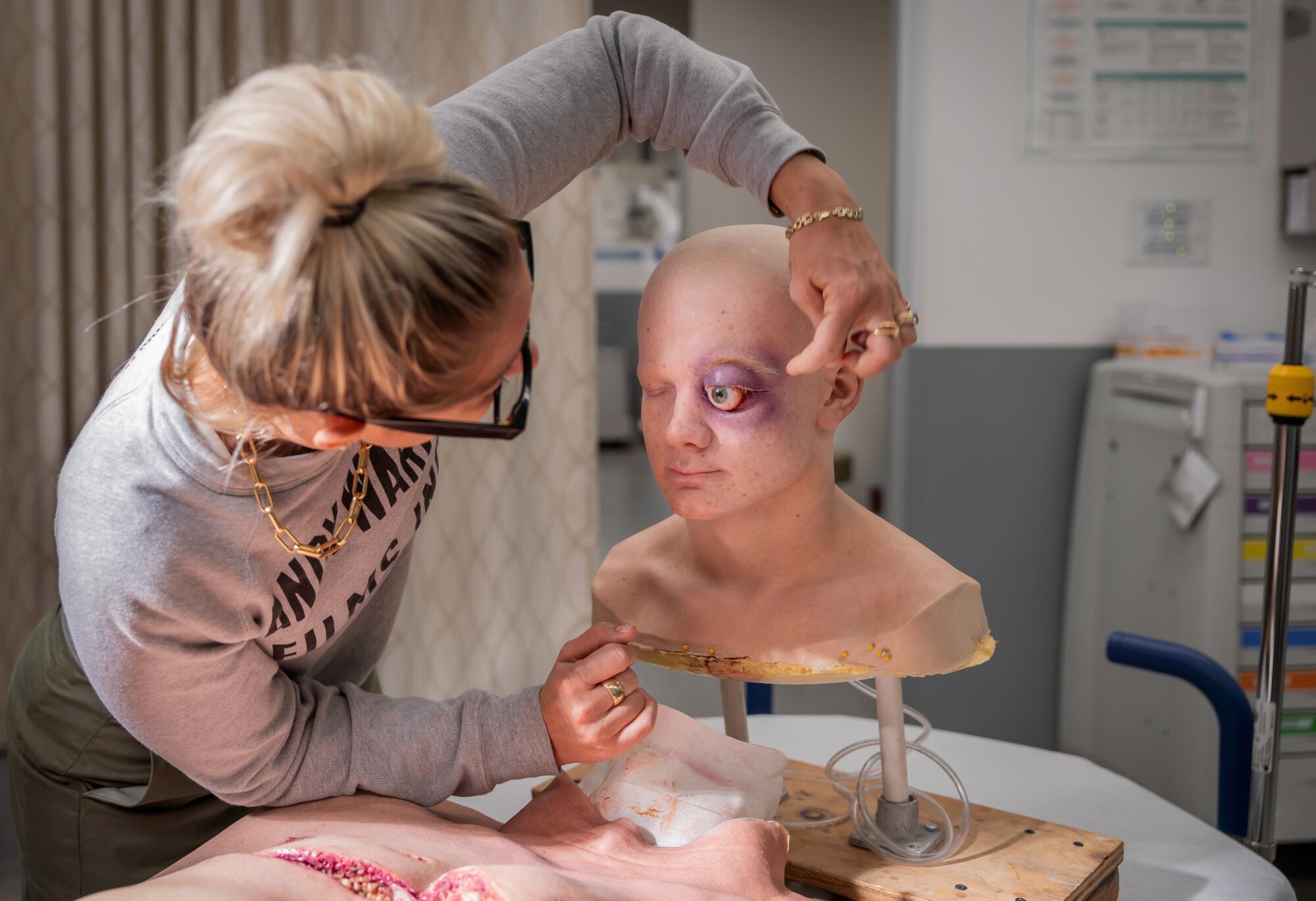 Myriam Arougheti, head makeup artist responsible for all of the realistic prosthetics