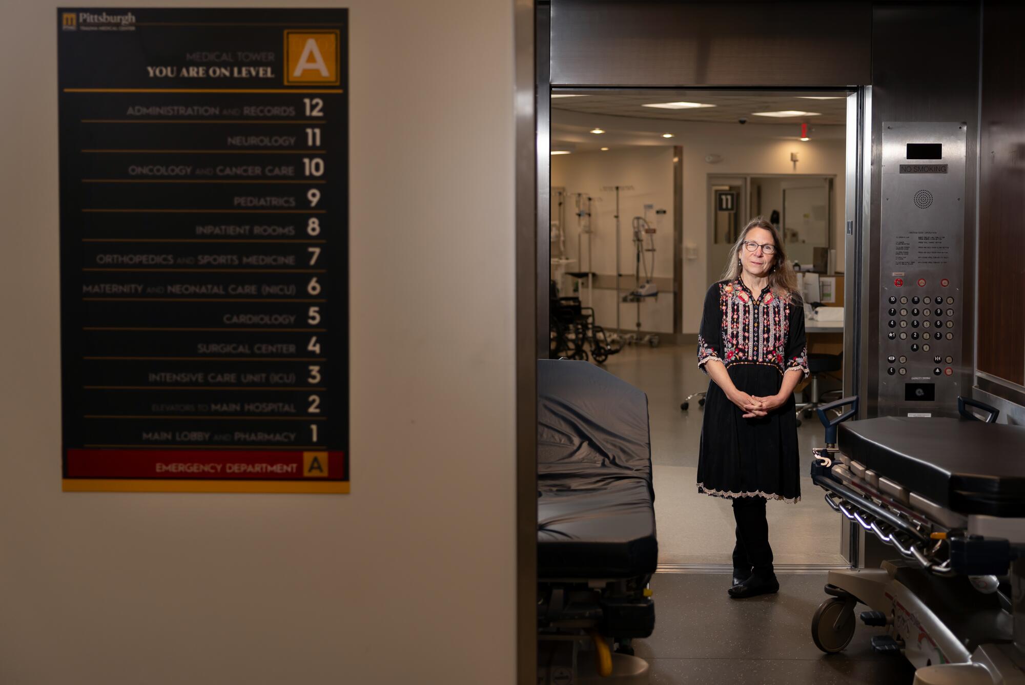 Nina Ruscio, Emmy-nominated production designer, is photographed on the set of "The Pitt."