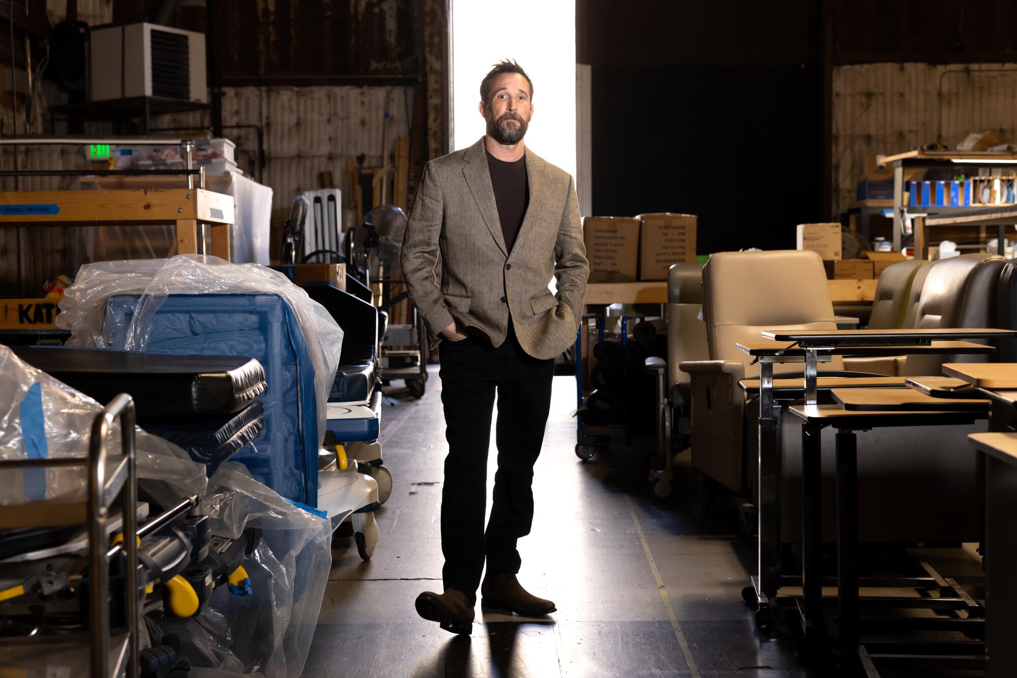 Noah Wyle, star of "The Pitt," is photographed at the Warner Bros. lot