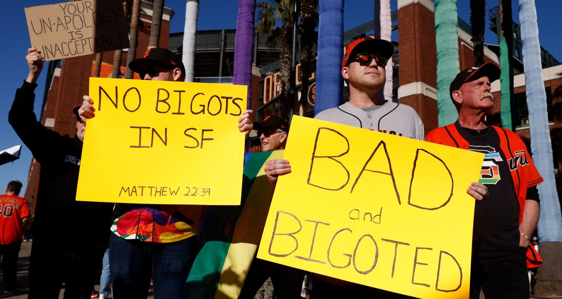 San Francisco Giants fans protest and shame Christian pitchers for Bible verses on Pride Night caps