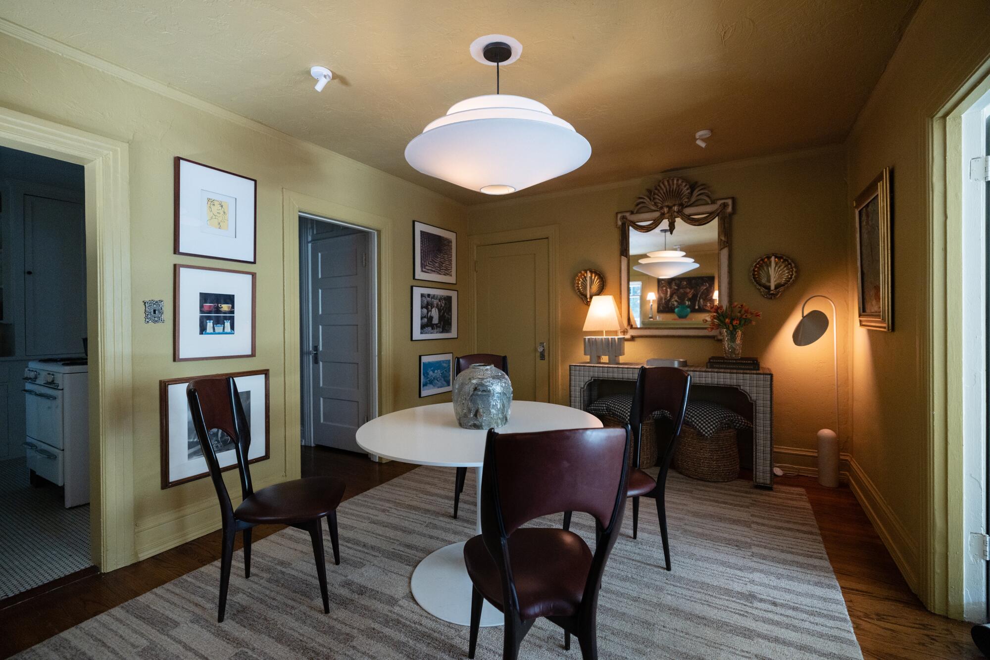 The dining room is meant to reflect the foliage just outside the window.