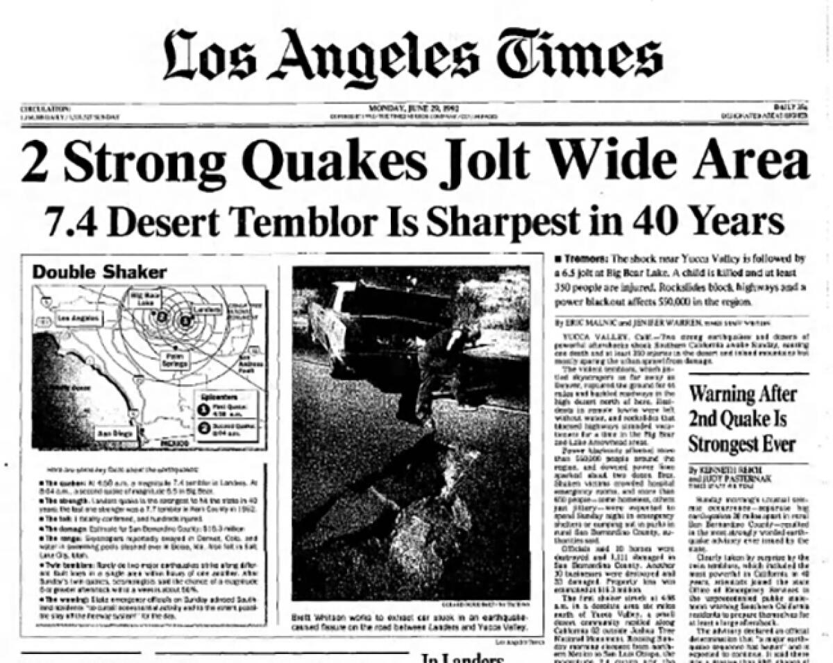 A Time front page from the twin quakes in 1992, which rattled seismic experts