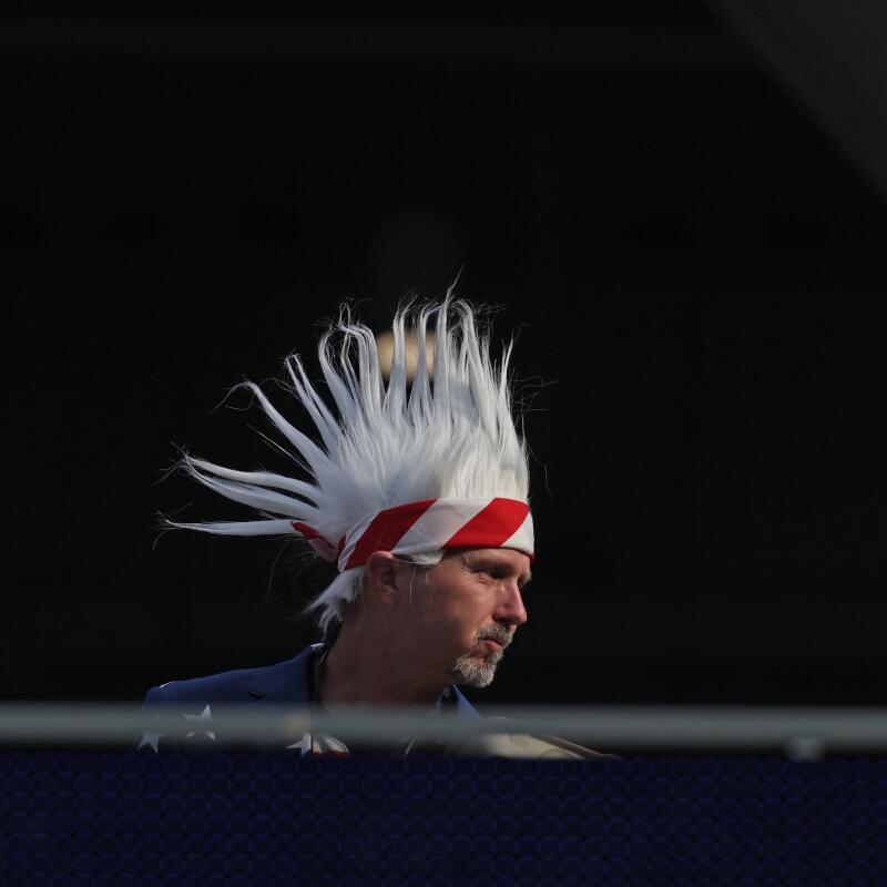 A United States fan before the game World Cup group stage match